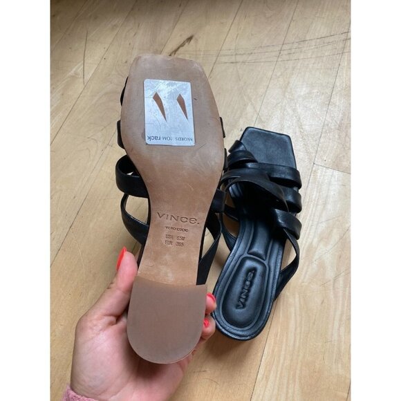 VINCE Women's "Tessa" block heel sandals leather square toe - Picture 7 of 8